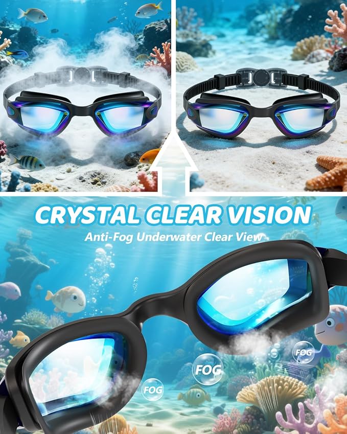 Aegend Swim Goggles for Kids Youth 3-14 Anti-Fog Anti-UV Comfort Fit Goggles for Swimming