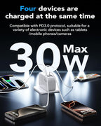 Retractable USB C Charger Wall Plug with 35.5in/90cm Type C Cables Cords,40W Fast Charging Foldable Block Multi Charger for All Devices for iPhone 17/16/15/14/13/12,iPad,Galaxy,Pixel