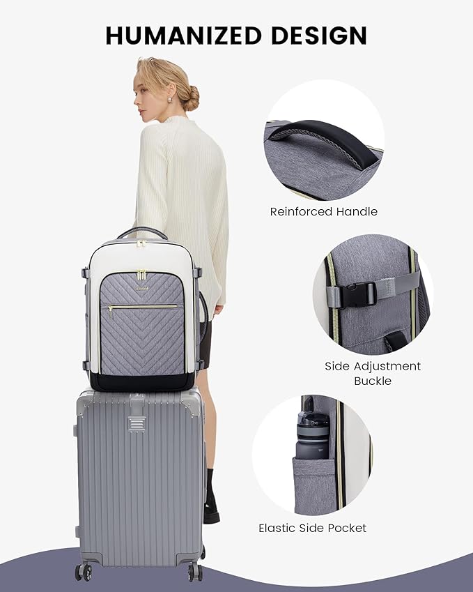 LOVEVOOK Large Travel Backpack for Women, TSA Carry on Backpack for Airplanes, 40L Personal Item Travel Bag for Women fits 17" Laptop,Waterproof Carry on Bag Airplane Approved with 3 Packing Cubes