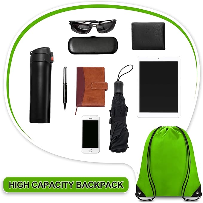 Grneric Drawstring Bags Bulk 14 Pcs Drawstring Backpack Bulk Cinch Bag Sackpack for Men Women Gym (Green)