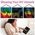 ZMLM Scratch Paper Art-Crafts Gift: 2 Pack Rainbow Notebooks Supplies Toys Easter Basket Stuffers for 3 4 5 6 7 8 9 10 Years Old Girls and Boys Kids Valentine's Day Birthday Party Games (Yellow)