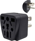 US Travel Plug Adapter EU/UK/AU/in/CN/JP/Asia/Italy/Brazil to USA (Type B), 3 Prong Grounded USA Wall Plug, International Mini Travel Adapter and Converter, Wall Outlet Power Charger Converter Black