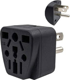 US Travel Plug Adapter EU/UK/AU/in/CN/JP/Asia/Italy/Brazil to USA (Type B), 3 Prong Grounded USA Wall Plug, International Mini Travel Adapter and Converter, Wall Outlet Power Charger Converter Black