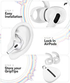 Proof Labs 4 Pairs for AirPods Pro 2 Ear Hooks Covers [Added Storage Pouch] Anti Slip Ear Tips Accessories Compatible with Apple AirPods Pro 2nd Generation (White)