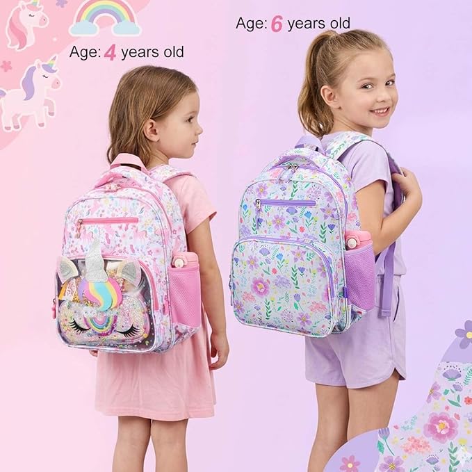 RHCPFOVR Kids Backpack for Girls - Girls Backpack 3-8 Ages Butterfly for Kids 15 Inch School Bookbag for Kindergarten Elementary School Bookbag for Girl 1st 2nd Grade