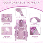 PIG PIG GIRL Kids Backpack for Girls School Bags for Middle School Students Book Bag for Elementary Primary Kawaii Ita Backpack, Purple Butterfly