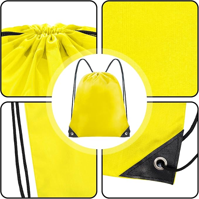 Grneric Drawstring Bags 28 PCS Drawstring Backpack Bulk String Backpack Cinch Bag Sackpack for Men Women Gym (Yellow)