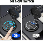 USB C Car Charger Socket 12V USB Outlet 2 Pack,78W RV USB Outlet Dual 30W PD USB-C and 18W QC3.0 Car USB Port with Button Switch Waterproof for Car RV Boat Marine Truck Motorcycle ect