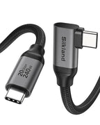 Silkland USB C Monitor Cable Right Angle 5FT, 8K@30Hz 5K/4K@60Hz Display, 20Gbps Data Transfer, 90 Degree USB C 3.2 Gen 2x2 Video Cable, 240W Charging for iPhone 17, MacBook, Portable Monitor, Carplay