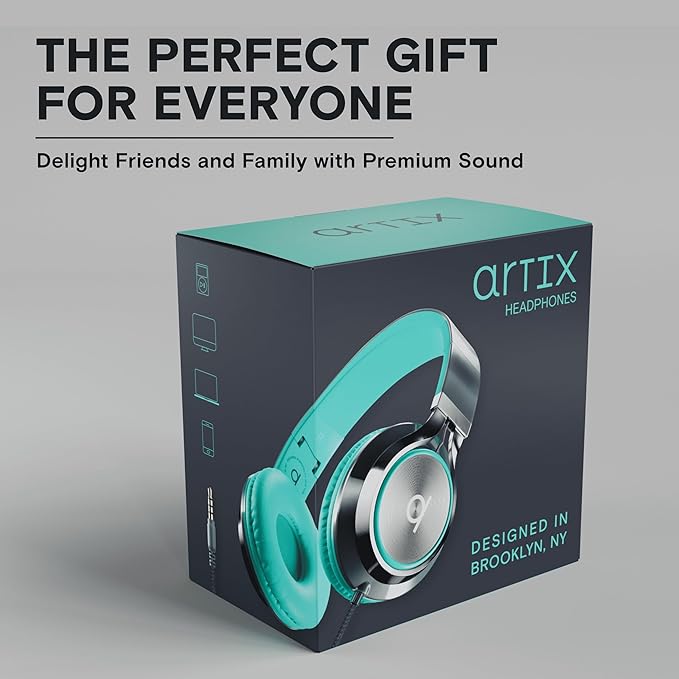 ARTIX CL750 Wired Headphones with Mic — Noise Isolating On-Ear Headphones for Computer and Laptop Wired, Plug in Corded Headphone with Wire (Foldable, Aux Jack 3.5mm)