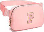 Gitus Customizable Belt Bag Fanny Pack for Girls Age 6-8 & 8-10 with Initial - Trendy Teen Girl Gifts (Light Pink)