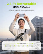 CHARCO Portable Charger Power Bank Fast Charging 45W, 10000mAh Battery Pack Charger Portable with Retractable USB C Cable, Travel Essential Powerbank Compatible with iPhone 17/16 Series, Samsung