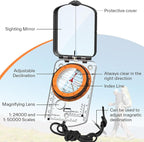Sportneer Compass Hiking Survival, Camping Accessories Orienteering Compass with Mirror Boy Scout Compass for Kids Gifts Hiking Camping Backpacking Map Navigation
