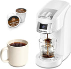 CHULUX Lite Single Serve Coffee Maker for K Cup Capsules, Single Cup Reservoir Coffee Maker with One Touch Brewing, 5 to 12 Oz Brew Sizes, Designed Specifically for Standard Mugs, White