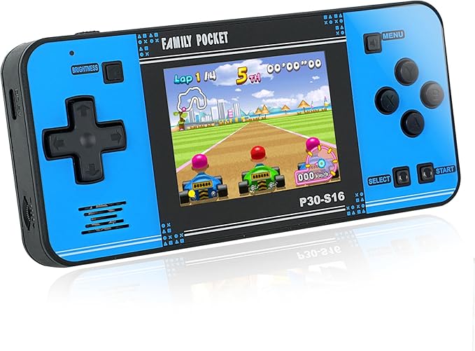 Handheld Game for Kids -Preloaded 220 Retro Video Games, Portable Gaming Player with Rechargeable Battery 3.0" LCD Screen, Mini Arcade Electronic Toy Gifts for Boys Girls (Black+Blue)