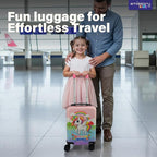 emissary 7pcs Unicorn Girl’s Luggage Set with wheels – Rolling Luggage, Backpack, Eye Mask, Toiletry Bag, Suitcase Tag, Neck Pillow & Water Bottle – Carry Luggage for Kids & Girls with Wheels