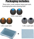 Silicone Replacement Earbud Tips Ear Tips Fit Most in-Ear Earbuds(Inner Hole 3.8mm -5.1mm) Headphone Rubber Tips Earbud Covers 9 Pairs S M L
