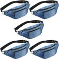 5PCS Crossbody Fanny Pack Bulk,Large Capacity Waist Bag with 4-Zipper Pockets Adjustable Strap Fanny Packs Waterproof Oxford Cloth Travel Belt Bag for Outdoor Shopping Travel Men Women,Blue