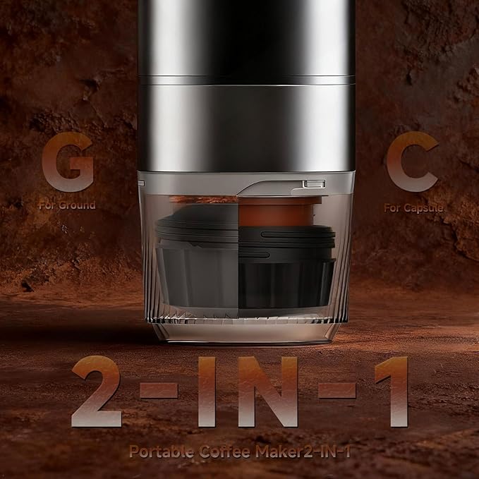 Portable Coffee Maker, Removable 7500mAh Battery, 20Bar High-Pressure Fast Extraction, USB Charging, Stand & Carry Bag, Supports Coffee Grounds & NS Pods, Ideal Camping Makers for Travel