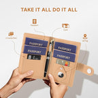 ALLIVE RFID Blocking Passport Wallet with AirTag Slot, Genuine Leather Passport Holder for Family Travel of 4, Travel Essentials & Gift, Airport Must-Have (Beige)