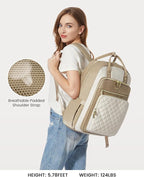LOVEVOOK Laptop Backpack Purse for Women, 17" Laptop Bag with USB Port, Water Resistant Lightweight Daypacks for College Travel Work Business, Nurse Teacher Computer Bags, Khaki Beige