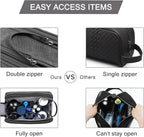 BAGSMART Toiletry Bag for Men, Canvas Travel Toiletry Organizer Dopp Kit Water-resistant Shaving Bag for Toiletries Accessories,Black-Large