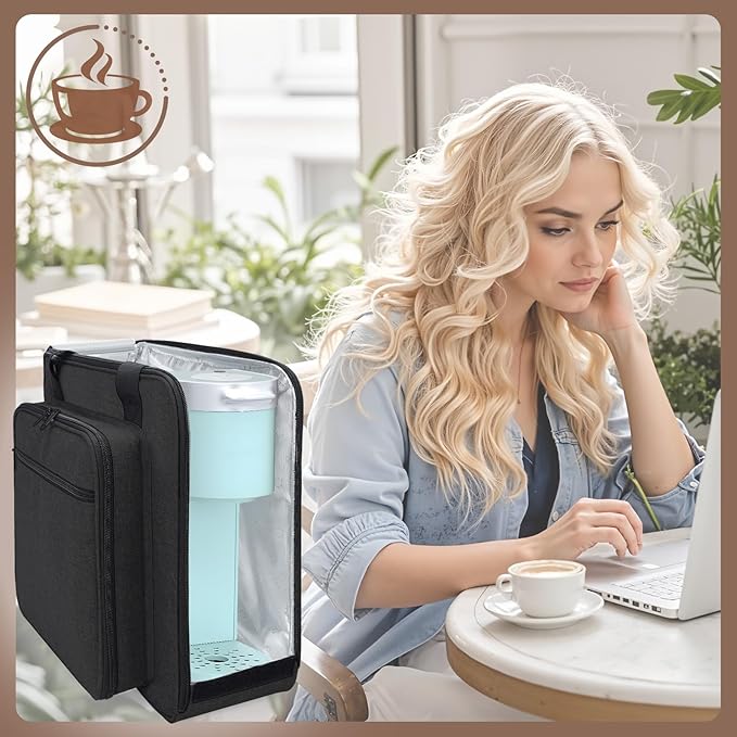 Anitor Portable Carrying Coffee Maker Travel Bag Match for Keurig K-Mini/K-Mini Plus/K-Express, Single Serve Coffee Machine Travel Bag with Padded Shoulder Straps Includes Multiple Storage Bags, Black