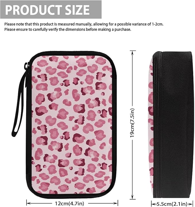 Pink Leopard Print Electronic Organizer Travel Case Portable Tech Pouch Electronics Case Storage Bag for Cable Cord Charger Phone Earphone