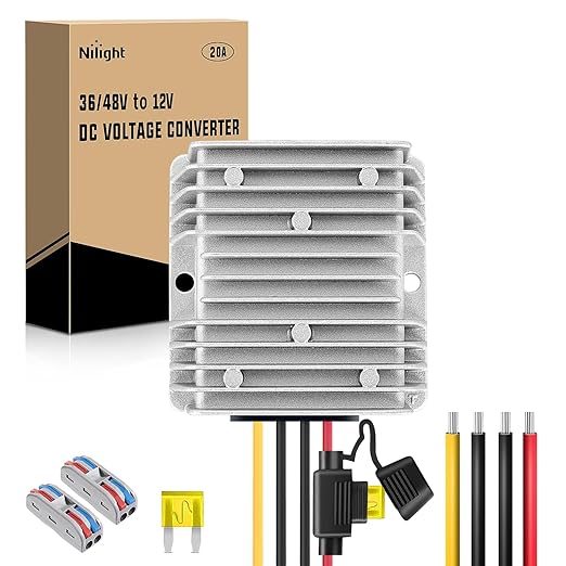 Nilight 48V 36V to 12V Voltage Converter 240W 20A Regulator Step Down to 12VDC Waterproof DC Convert Reducer Power Supply Transformer Module for Golf Cart Scooters