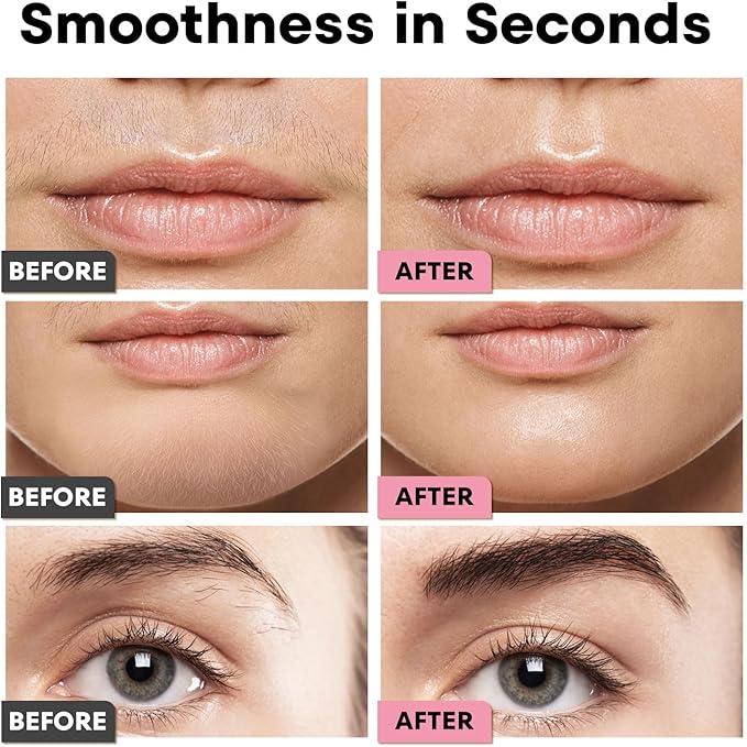 VG VOGCREST Eyebrow Facial Trimmer: 2 in1 Rechargeable Facial Hair Removal and Eyebrow Shaver - Face Lips Body Painless Facial Razor with Built-in LED Light (Pink)