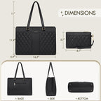 RAINSMORE Laptop Bag for Women 15.6 Inch Work Tote Bags Leather Laptop Tote Professional Laptop Purse Computer Handbag Womens Briefcase Tote with Clutch for Teacher Office Travel, Black