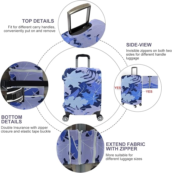 Travel Luggage Cover, Suitcase Protector Bag Fits 26-28 Inch Luggage Bluemaple