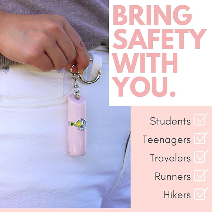 Securityman Personal Safety Alarm for Women | Self Defense Keychain (Loudest 130dB Siren and SOS Strobe Light) Everyday Security Personal Alarm Protection Device (Pink)