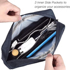 CAAORDKSO Electronic Organizer Travel Cable Accessories Bag, Electronic Organizer Case, Electronic Accessories Organizer Bag for Cable, Cord, Charger, Phone, Power Bank, Earphone (Big-Navy Blue)