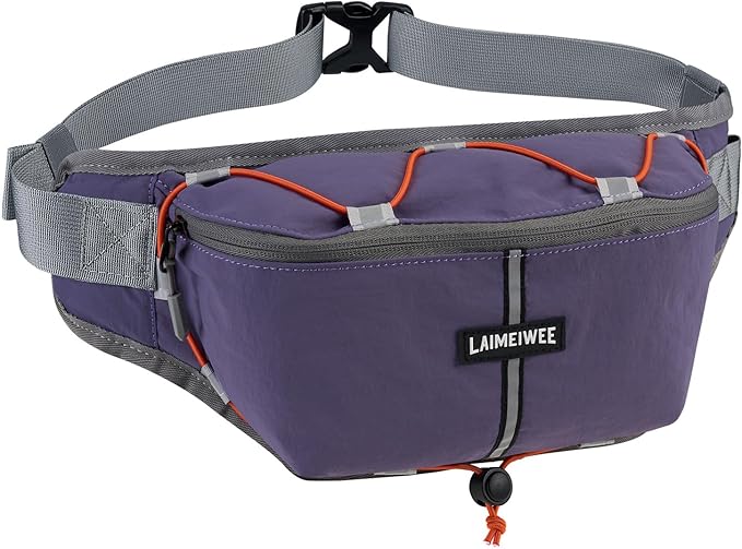 Fanny Pack for Women Men, Water-Resistant Travel Waist Pack with RFID Blocking, Wide Opening Crossbody Belt Bag for Phone, Passport, Small Hip Pack for Running, Hiking, Workout（Purple）