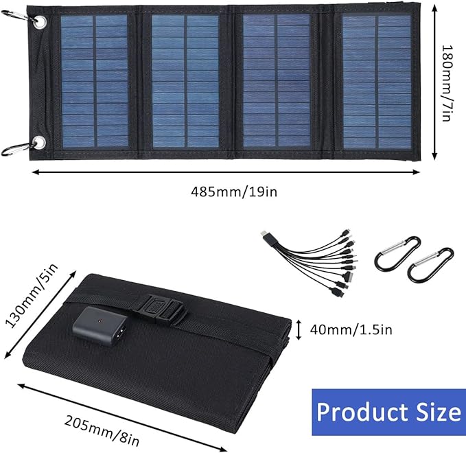 100W Solar Panel Folding Charger IP65 Waterproof USB Solar Power Charger with 2 Hooks & 1 Adapter, Portable SunPower Solar Panel for Camping Power Bank Phone Charger for Outdoor