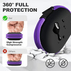 Oval Earbud Case Portable EVA Carrying Case Storage Bag Cell Phone Accessories Organizer with Carabiner for Earphone, Earbud, Earpieces, SD Memory Card, Camera Chips, Purple