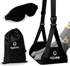 Airplane Foot Hammock for Plane Travel - Adjustable Foot Rest with Sleep Eye Mask Set- Best Airplane Gadgets - Long Flight Must Haves for Comfortable Leg Support