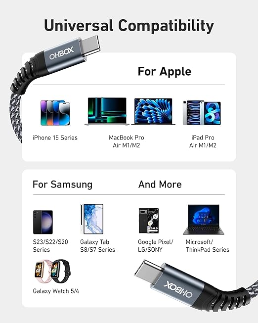 USB C to USB C Cable 60W [2Pack 6FT], USB Type C Fast Charging Cable for Car Durable Braided iPhone USB C Charger Cable USBC to USBC Cord for iPhone 17/16/15/Pro Max/Plus, Samsung Galaxy S23 and More