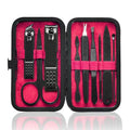 HANTEKAS Manicure Set 9 in 1 Stainless Steel, Nail Clippers Scissors Pedicure Tools Kit - Portable Travel Grooming Kit for Men and Women with Leather Case (Red-BIG Nail Clipper)