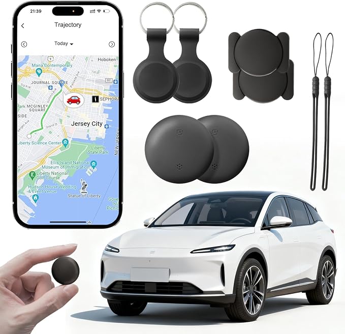 GPS Tracker No Subscription Twin Pack (Android), Car GPS Tracker, Car Tracker Device Hidden, 360 Days Battery, (Includes Keychain, Strap & Mount)