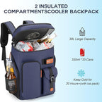 BAGPARKK Insulated Cooler Backpack,33/45 Cans Multifunctional Double Deck Leakproof Cooler Bag with Sternum Strap,Large Capacity Lightweight Travel Camping Beach Backpack