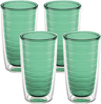 Tervis Clear & Colorful Tabletop Made in USA Double Walled Insulated Tumbler Travel Cup Keeps Drinks Cold & Hot, 16oz - 4pk, Mangrove Green