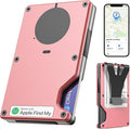 Air Wallet, Built-in Tracker Slim Wallet, Smart Wallet with Money Clip, Compatible with FindMy Network(iOS Only), Anti-Theft Card Holder, *Gift for Men (Tracker Wallet,Macaron Powder)