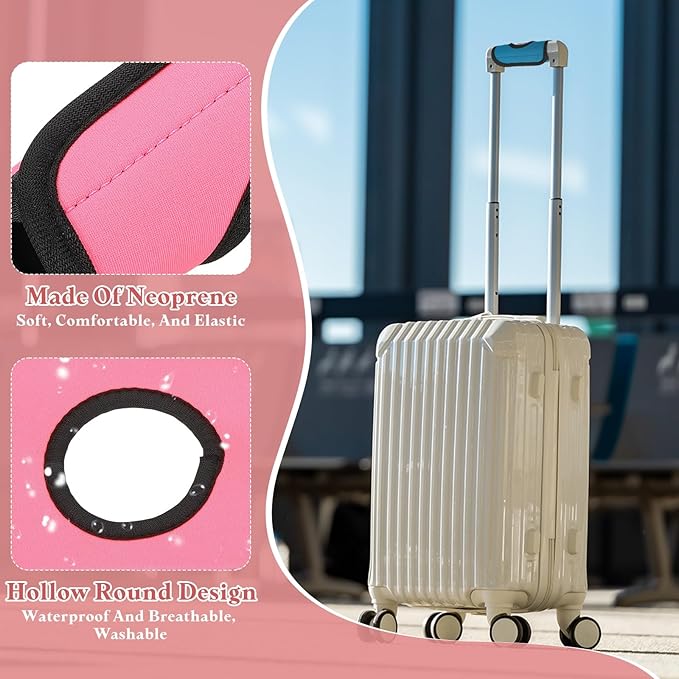 PATIKIL Luggage Handle Wrap for Suitcase, 2 Pcs Bright Color Neoprene Comfort Soft Handle Covers Luggage Identifiers for Bag Suitcase Tags Wraps Travel Accessories, Pink