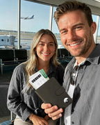 LORZOR Passport Holder for Travel: Full Grain Leather Passport Cover with Airtag Holder Magnetic Buckle for Men - RFID Blocking Bifold Wallet for Air Ticket Card Cash Coin (Black-yellow)