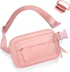 Fanny Packs for Women Men,Belt Bag,Water-resistant Crossbody Bag with 4 Zipper Pockets,Fashion Waist Packs with Adjustable Strap for Workout/Running/Yoga/Shopping/Hiking,Pink