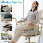 TranquilRelax XLarge Seat Cushion, Memory Foam Cushion for Long Sitting Hours on Office Chair, Home & Car, Non-Slip Chair Pad for Relieving Back & Sciatica & Hip & Coccyx Pain (Light Grey)