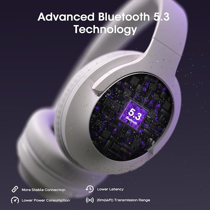 YUMONDEAR Bluetooth Headphones Over Ear, 80 Hrs Playtime Wireless Headphones with ENC Mic, Deep Bass EQ, Foldable Comfort for Travel, Gym & Commuting, Stocking Stuffers