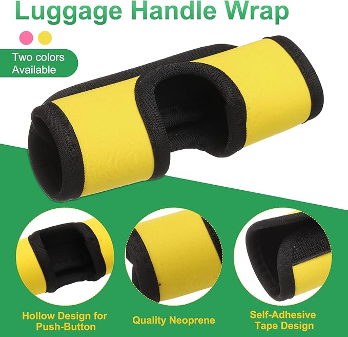 uxcell 5 Pcs Luggage Handle Wrap, Hollow Neoprene Handbag Grip Cover Protector Luggage Identifiers Suitcase Handle Wraps for Luggage Suitcase Travel Bags, Yellow, Pink